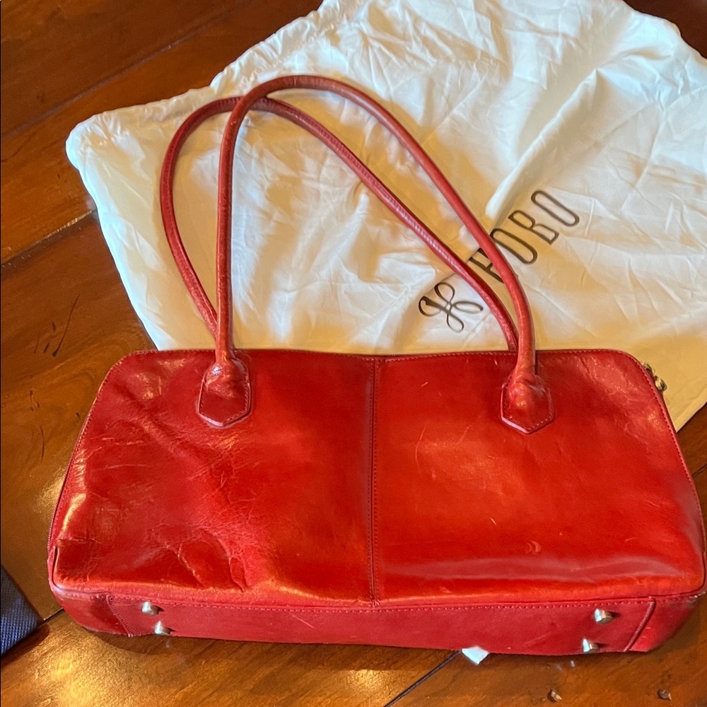HOBO Bold Red Leather Shoulder Bag